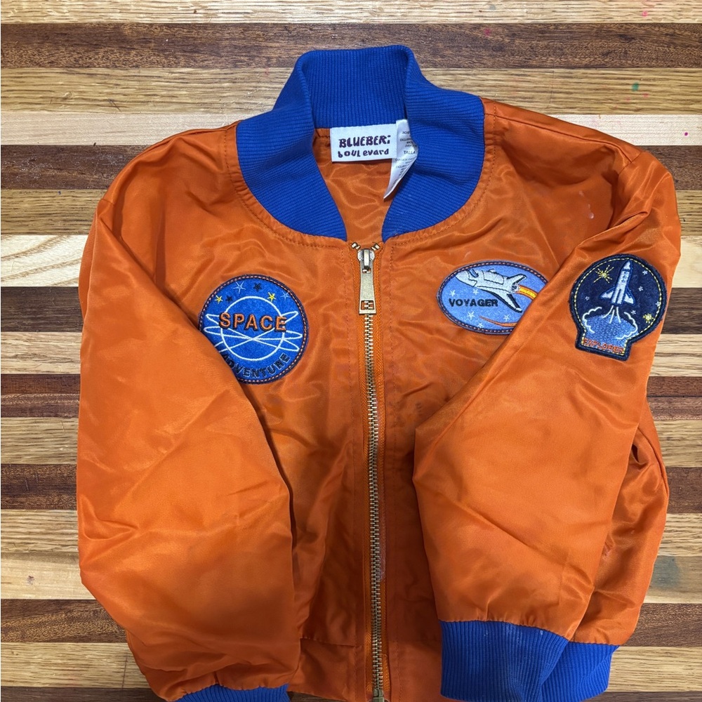 Blueberi Boulevard Orange Space Adventure Puffer Jacket